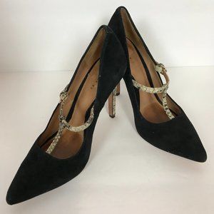 Coach Fulton Black Suede and Snakeskin Pumps